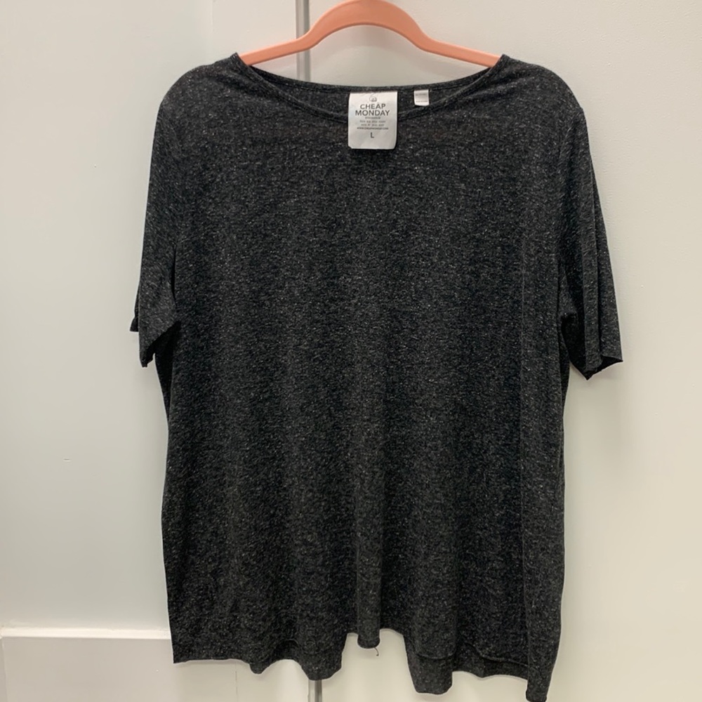 Cheap Monday gray t-shirt with open back - size Large
